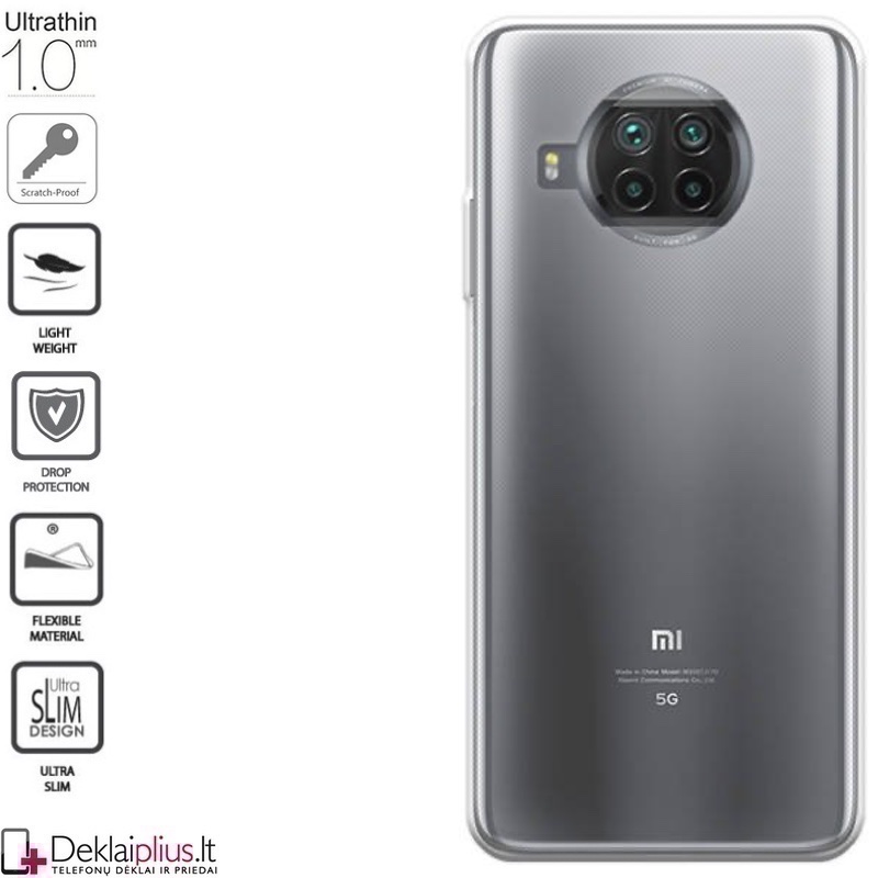 Silikoninis dėklas 1.0 mm storio - permatomas (Xiaomi Mi 10T Lite) Silikoninis dėklas 1.0 mm storio - permatomas (Xiaomi Mi 10T Lite)